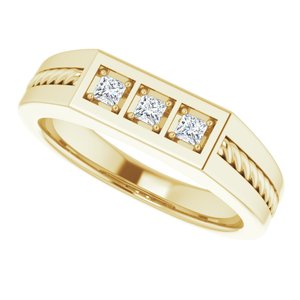 Hammered - Nolan - 14K Yellow Gold 1/10 CTW Natural Diamond Band