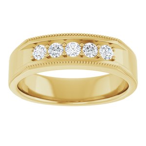 Diamond - Hannah - 14K Yellow Gold 1/3 CTW Natural Diamond Milgrain Band