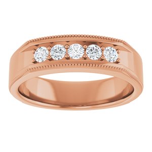 Diamond - Hannah - 14K Rose Gold 1/3 CTW Natural Diamond Milgrain Band