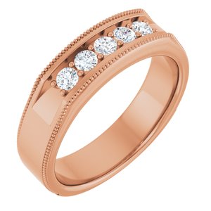 Diamond - Hannah - 14K Rose Gold 1/3 CTW Natural Diamond Milgrain Band
