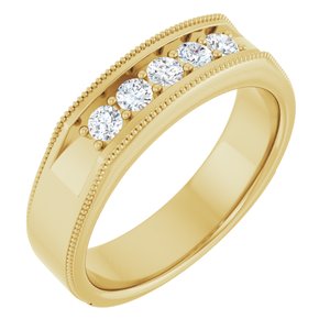 Diamond - Hannah - 14K Yellow Gold 1/3 CTW Natural Diamond Milgrain Band