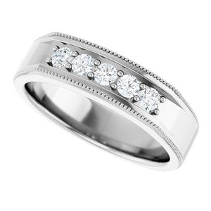Diamond - Hannah - Platinum 1/3 CTW Natural Diamond Milgrain Band