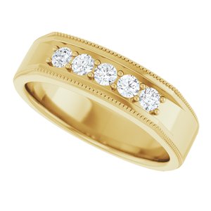Diamond - Hannah - 14K Yellow Gold 1/3 CTW Natural Diamond Milgrain Band