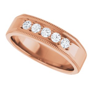 Diamond - Hannah - 14K Rose Gold 1/3 CTW Natural Diamond Milgrain Band