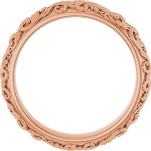 Hammered - Winston - 14K Rose Gold 5 mm Milgrain Sculptural Half Round Band