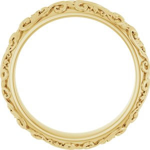 Hammered - Winston - 14K Yellow Gold 5 mm Milgrain Sculptural Half Round Band
