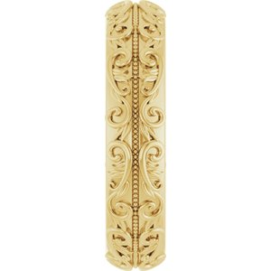 Hammered - Winston - 14K Yellow Gold 5 mm Milgrain Sculptural Half Round Band