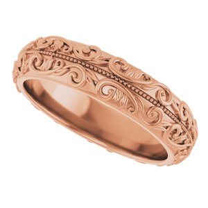 Hammered - Winston - 14K Rose Gold 5 mm Milgrain Sculptural Half Round Band
