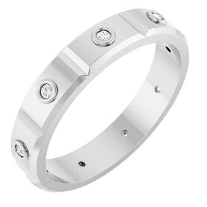 Unique - Oliver - 14K White Gold 1/10 CTW Mens Natural Diamond Band Size 7