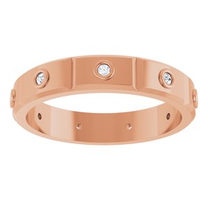 Unique - Oliver - 14K Rose Gold 1/10 CTW Mens Natural Diamond Band Size 7
