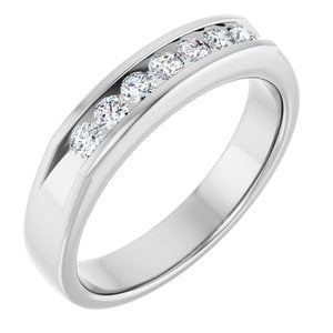 Hammered - Carter - 14K White Gold 3/8 CTW Natural Diamond Band