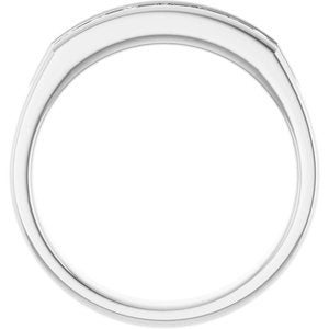 Hammered - Carter - 14K White Gold 3/8 CTW Natural Diamond Band