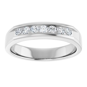 Hammered - Carter - 14K White Gold 3/8 CTW Natural Diamond Band