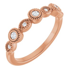 Bezel - Odette - 14K Rose Gold 2 mm Round 1/8 CTW Natural Diamond Anniversary Band