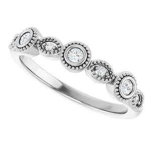 Bezel - Odette - 14K White Gold 2 mm Round 1/8 CTW Natural Diamond Anniversary Band