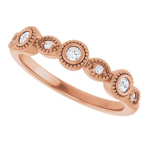 Bezel - Odette - 14K Rose Gold 2 mm Round 1/8 CTW Natural Diamond Anniversary Band