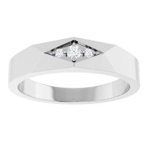 Diamond - Elena - 14K White Gold .03 CTW Natural Diamond Geometric Tapered Band