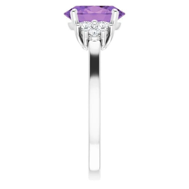 14K Gold Natural Amethyst & 1/4 CTW Natural Diamond Ring 14K White Gold