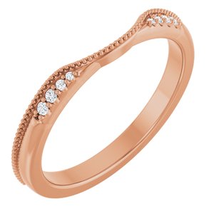 Unique - Iris - 14K Rose Gold .04 CTW Natural Diamond Milgrain Contour Band