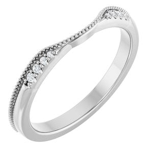 Unique - Iris - Platinum .04 CTW Natural Diamond Milgrain Contour Band