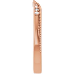 Unique - Iris - 14K Rose Gold .04 CTW Natural Diamond Milgrain Contour Band