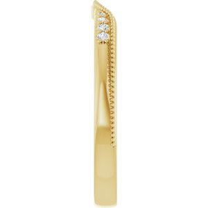 Unique - Iris - 14K Yellow Gold .04 CTW Natural Diamond Milgrain Contour Band