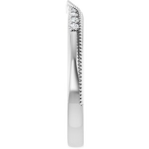 Unique - Iris - Platinum .04 CTW Natural Diamond Milgrain Contour Band