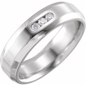 Matte - Bennett - 14K White Gold 1/8 CTW Natural Diamond Beveled Edge Band
