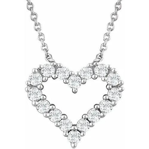 14K Gold 1/4 CTW Natural Diamond Heart 18" Necklace 14K White Gold