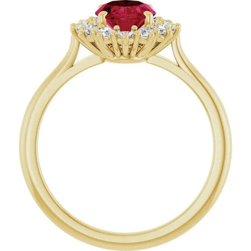 14K Gold Lab-Grown Ruby & 3/8 CTW Natural Diamond Ring 14K Yellow Gold