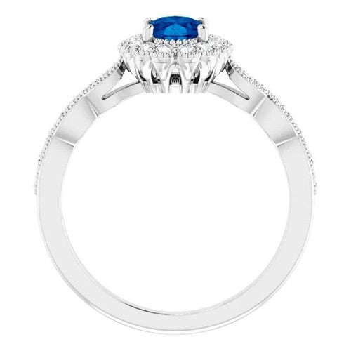 14K Gold Lab-Grown Blue Sapphire & 3/8 CTW Natural Diamond Ring 14K White Gold