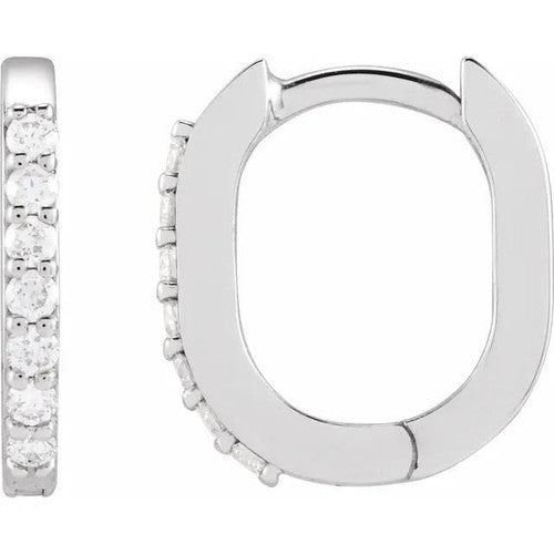 14K Gold 1/8 CTW Natural Diamond 12 mm Hoop Earrings 14K White Gold