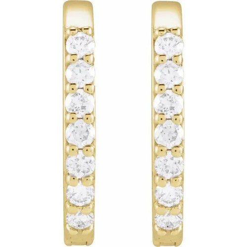 14K Gold 1/8 CTW Natural Diamond 12 mm Hoop Earrings 14K Yellow Gold