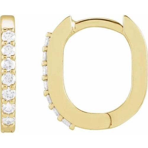 14K Gold 1/8 CTW Natural Diamond 12 mm Hoop Earrings 14K Yellow Gold
