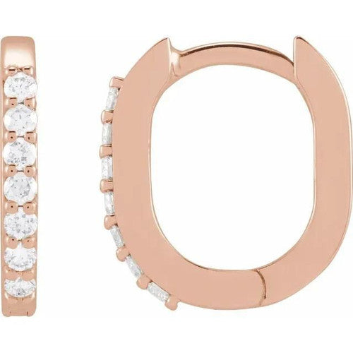 14K Gold 1/8 CTW Natural Diamond 12 mm Hoop Earrings 14K Rose Gold