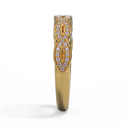 Charmaine - Women's 14k Gold Wedding Band with a Braided Design 14K Yellow Gold - Natural Diamond