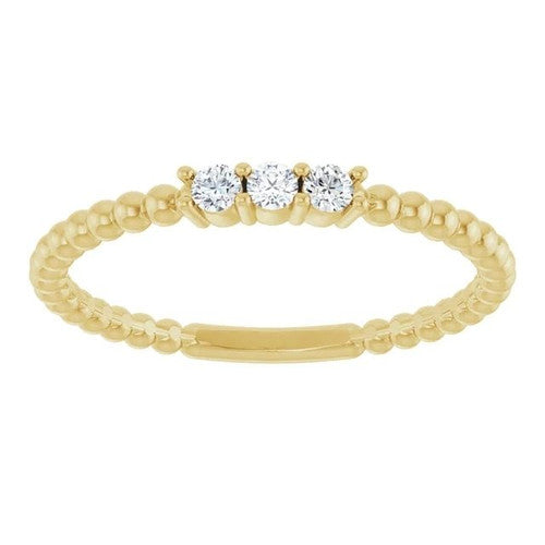 14K Gold 1/10 CTW Natural Diamond Beaded Ring 14K Yellow Gold