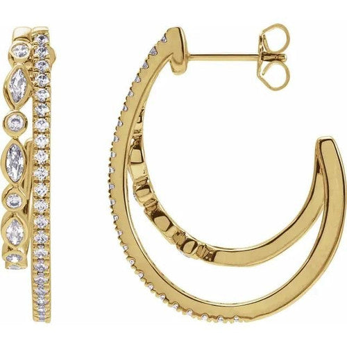 14K Gold 1 1/5 CTW Diamond 30.8 mm Hoop Earrings 14K Yellow Gold