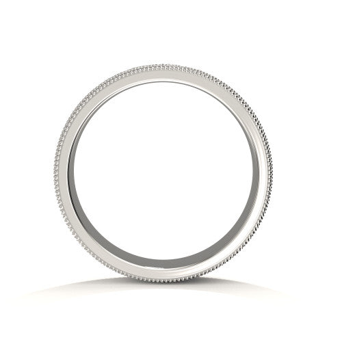Artistic men's wedding band in white gold with ornate scrollwork pattern