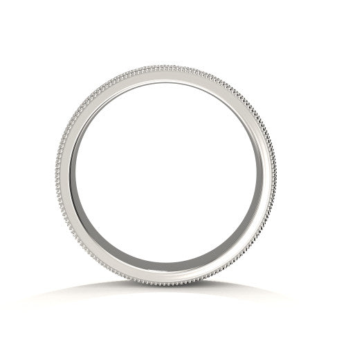 Unique men's wedding band showcasing ornate scrollwork and milgrain edges