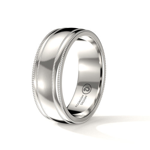 Bashir brushed-finish wedding band in 14K White Gold, three-quarter perspective view