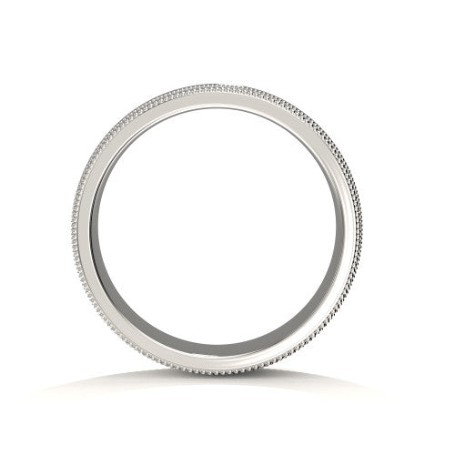 Elegant men's 14K white gold ring with double milgrain detailing