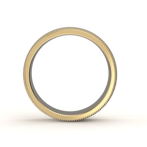 Side view of Bashir 8mm men's wedding ring showcasing double milgrain edges
