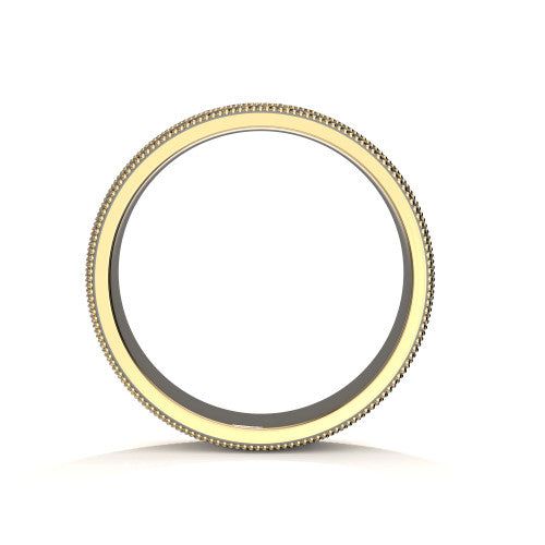 Side view of Armaan 8mm men's wedding ring showcasing engraved borders