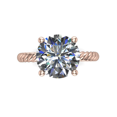 Claire round classic solitaire engagement ring in 14K Rose Gold — top-down view showing the brilliant round center stone and four prongs