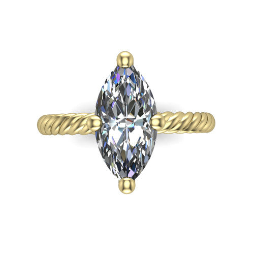 Claire marquise classic solitaire engagement ring in 14K Yellow Gold — top-down view showing the marquise-cut center stone and four prongs