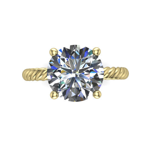Claire round classic solitaire engagement ring in 14K Yellow Gold — top-down view showing the brilliant round center stone and four prongs