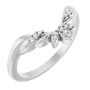 Nature - Patricia - Platinum .03 CTW Lab-Grown Diamond Floral Contour Band