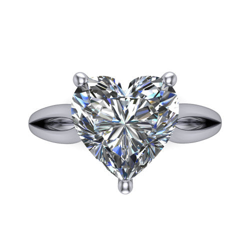 Beatrice heart solitaire engagement ring in Platinum, top-down view showing the brilliant heart-shaped center diamond held by four prongs