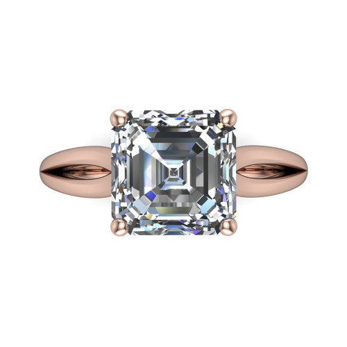 Beatrice square emerald solitaire engagement ring in 14K Rose Gold, top-down view showing the step-cut square emerald center diamond held by four prongs
